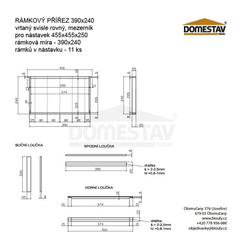 Rámikový prírez 39x24, svisle rovný, zesílený, Lípa, 50 ks Rámikový prírez 39x24, svisle rovný, zesílený, Lípa, 50 ks