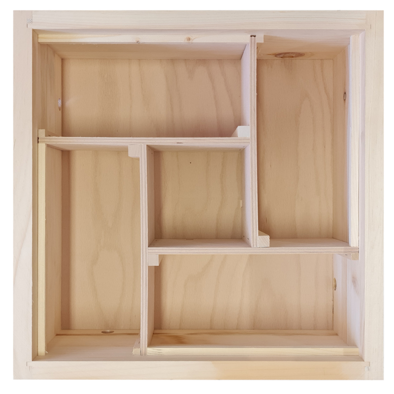 Drevený oplodniačik pre 4 matky - INOVOVANÝ, 485 x 485 mm, Borovica hladká (vejmutovka)