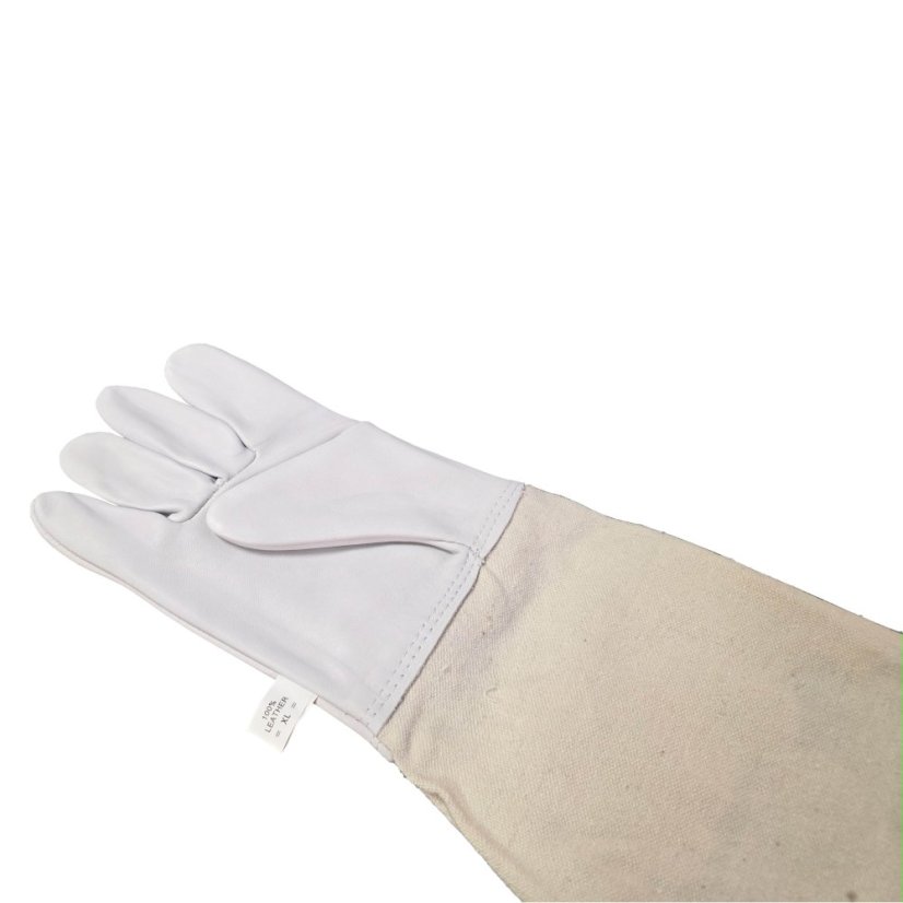 Včelárske rukavice kožené, priedušný úplet, ľanové návleky - Veľkosť: Velikost XXL