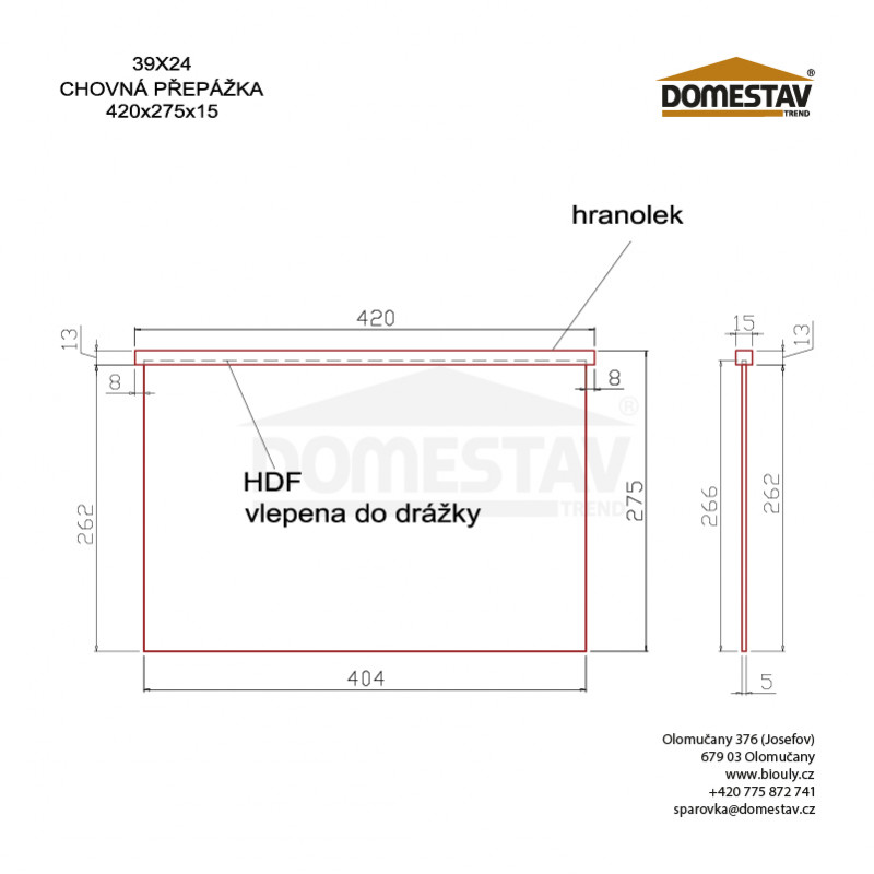 Přepážka k chovnému dnu 39x24