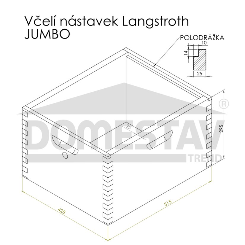 Včelí nástavok cinkovaný Langstroth Jumbo - 295 mm, Severská borovica