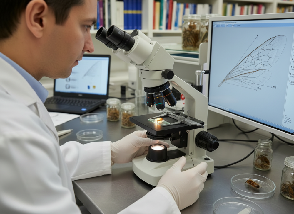 vedec merajúci lakťový index včely