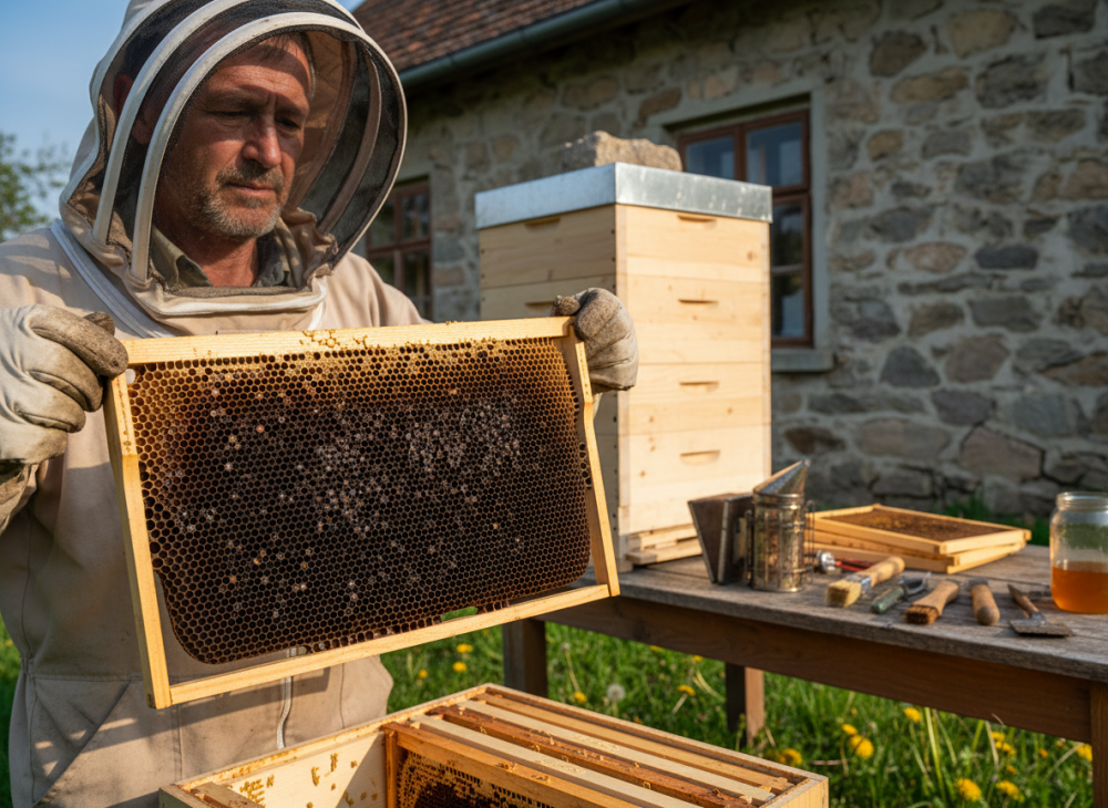 včelí rámik s tmavou súšou