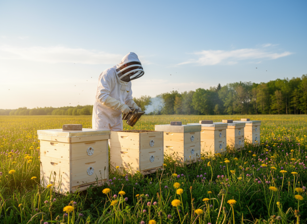 včelař s úly
